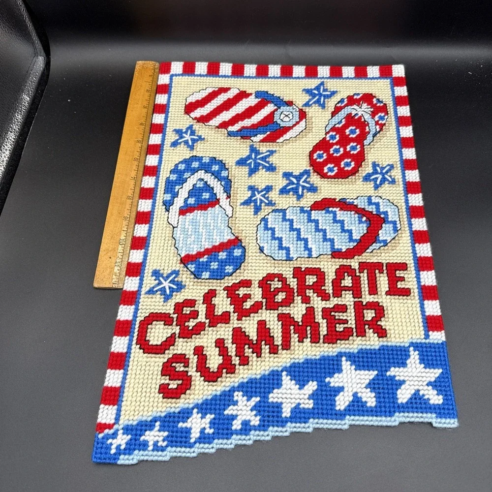 Plastic Canvas July Wall Decor Completed Independence Day 12 X 18